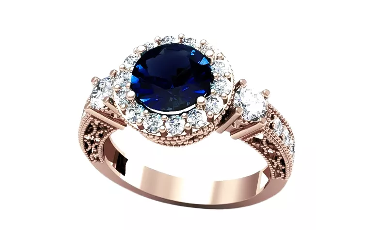 Sapphire Original Vintage 14K Rose Gold Ring Vintage style vrc003r